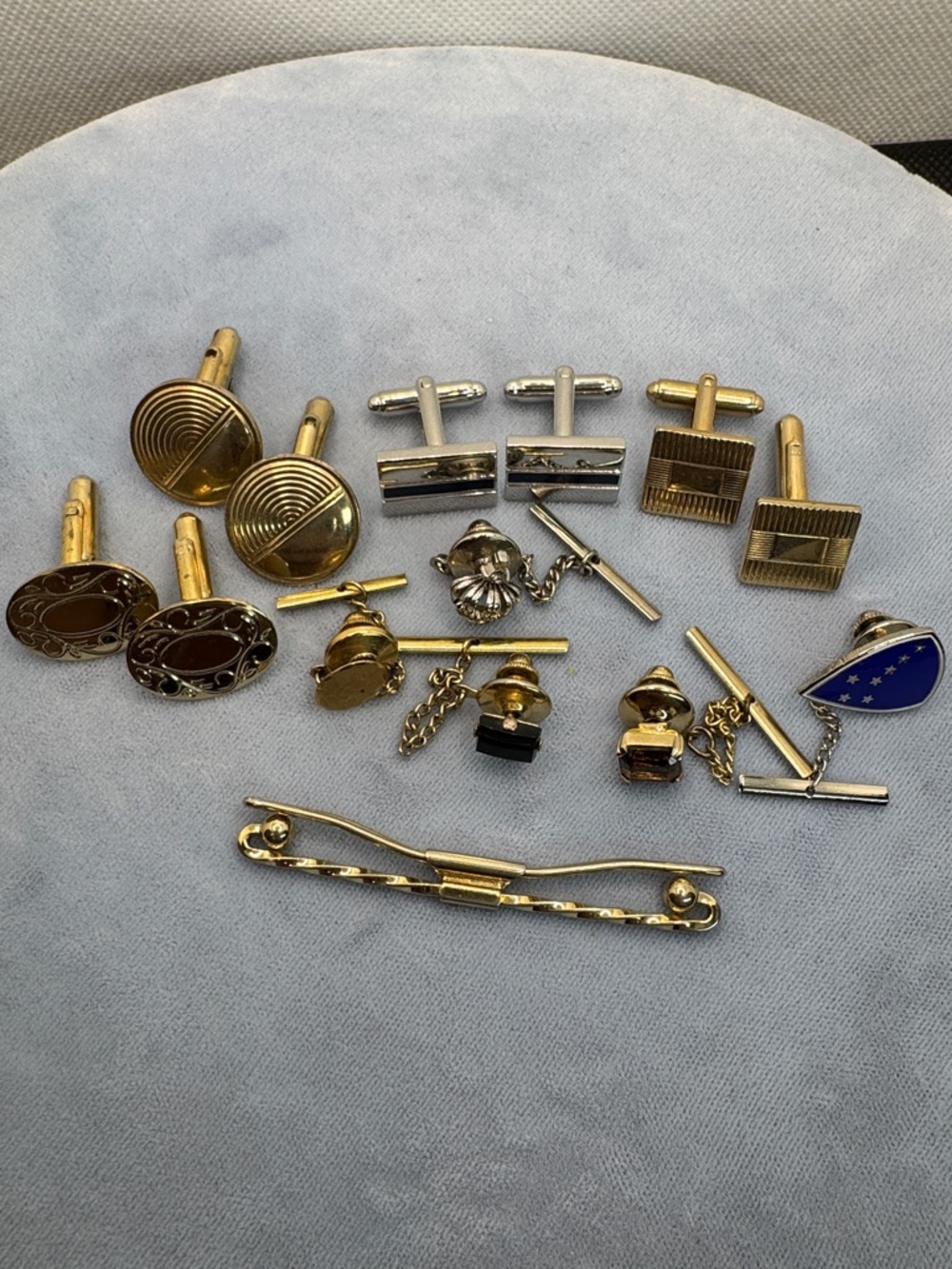 Vintage Lot: Men's Cufflink & Tie Bars Mixed Metal Accents